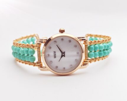 Wholesale Handmade Mix Color wire wrap Blue artificial pearl beads watches 10 pcs per lot