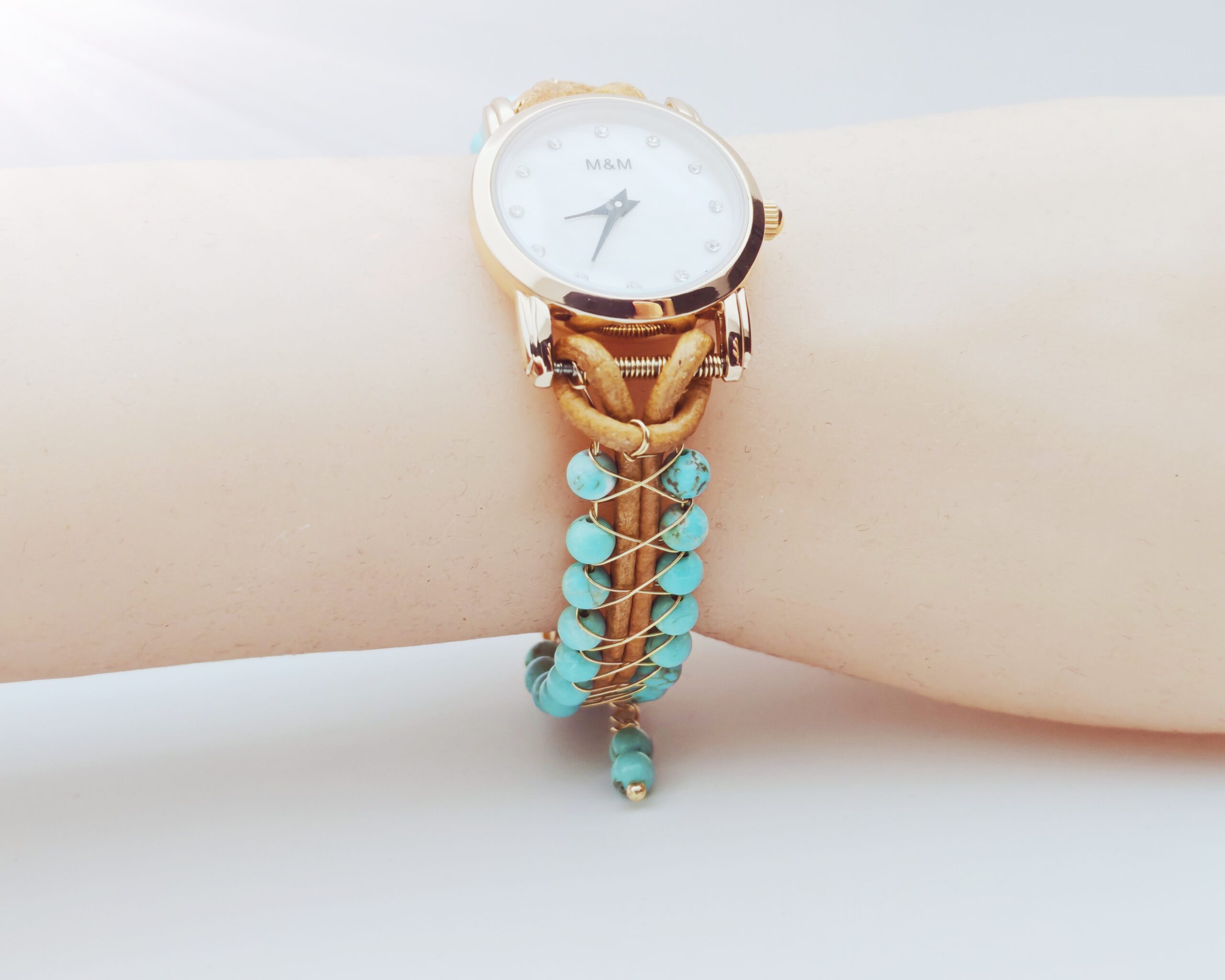 IMG_20251012_191559_edit_79904656795038 Wholesale Handmade Mix Color wire wrap leather beads watches 10 pcs per lot - Afbeelding 1