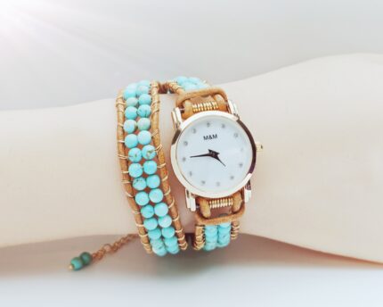 Wholesale Handmade Mix Color wire wrap leather beads watches 10 pcs per lot