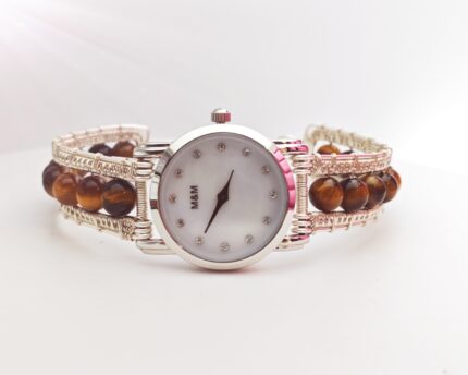 Wholesale Handmade Mix Color wire wrap tiger eye stone beads watches 10 pcs per lot