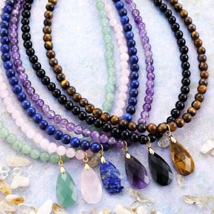 Wholesale gem stone necklace mix color 10 pcs per lot