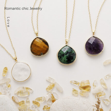 Wholesale gem stone necklace mix color 10 pcs per lot